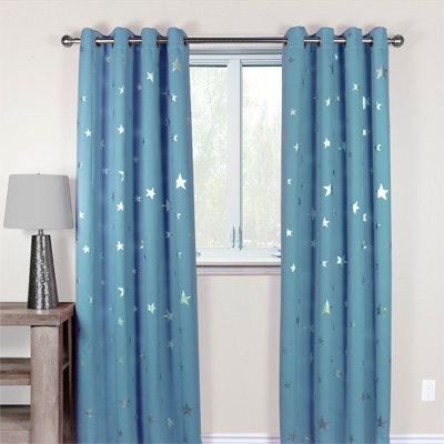 GALAXY Silver Stars Blockout Curtains in interior design
